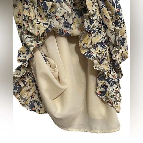 Anthropologie Womens Moulinette Soeurs 100% Silk Maxi Ruffle Floral Dress Size 4 - Picture 4 of 9